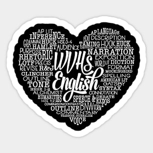 WVHS English Love Heart White Text Sticker